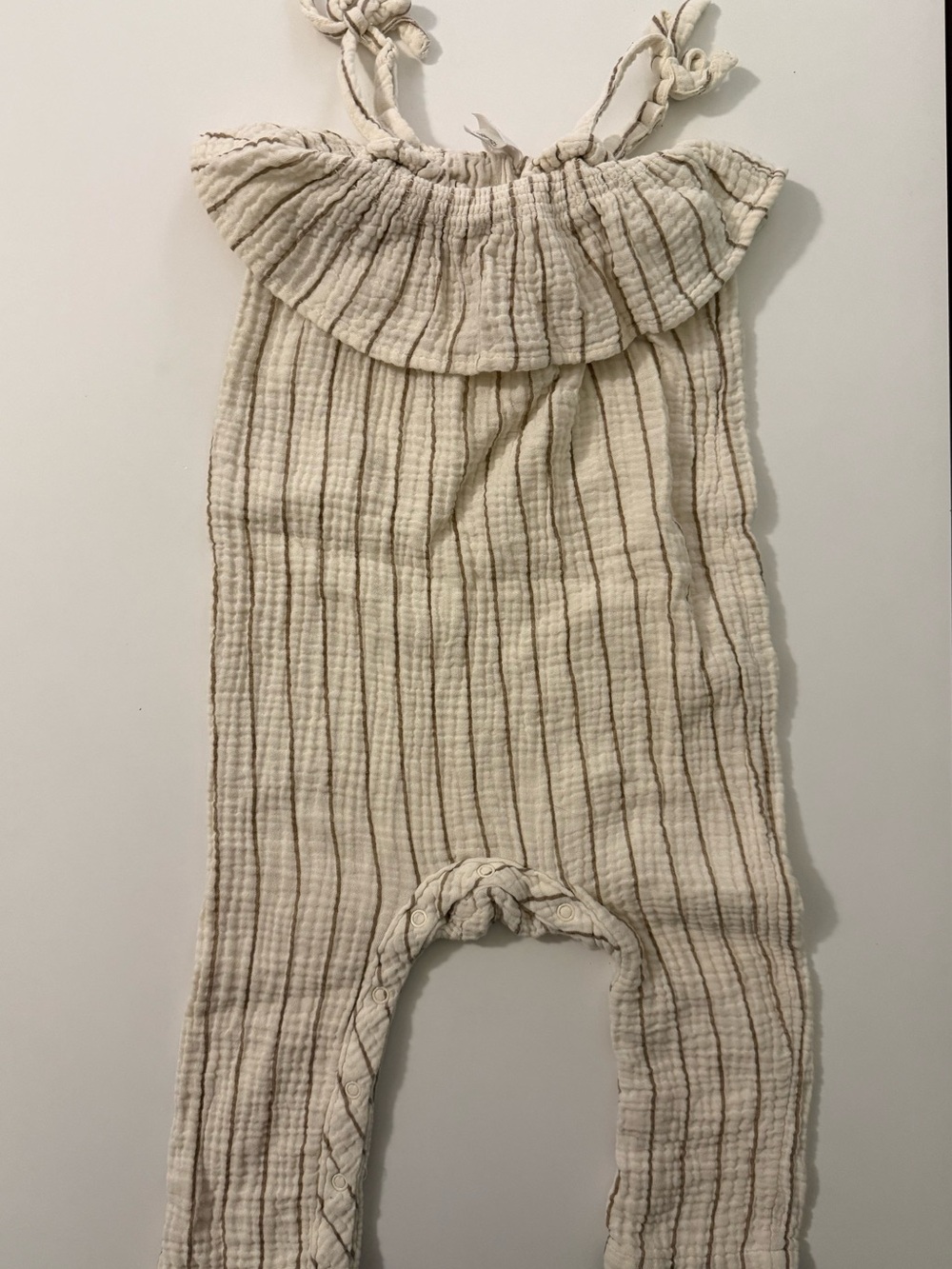 Girls Cotton Muslin Kids Romper - Cream
